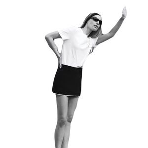 Zara Wrap Mini Skirt/Skort Black with White Piping Large